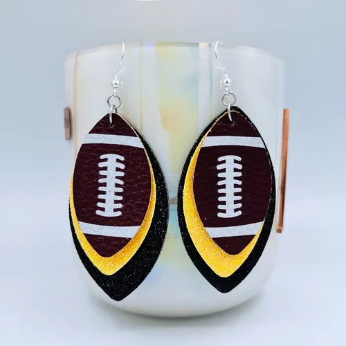 Miniatura 4 de Aretes de fútbol para mujer, joyería de fútbol, accesorios de fútbol, regalos de fútbol, aretes colgantes con purpurina, aretes de piel sintética