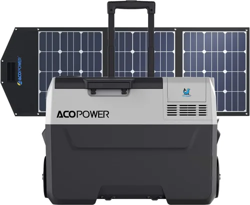 ACOPOWER LiONCooler Pro HY-COMBO-PX30 - Congelador solar portátil de 32 cuartos de galón y panel solar de 90 W, kit combinado para camión, caravana,