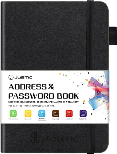 Miniatura 8 de JUBTIC - Libreta de direcciones con pestañas alfabéticas - Organizador pequeño de contraseñas y direcciones de tapa dura para mujeres, personas