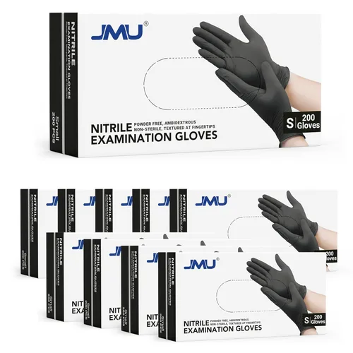 Miniatura 15 de JMU Guantes negros de nitrilo a granel mediano, caja de 1200, 3.5 mil, sin látex sin polvo