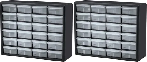 Miniatura 34 de Repisa para almacenamiento de piezas, de plástico, con 26 cajones Akro-Mils 10126REDBLK20, de 20 pulgadas x 10-1/4 pulgadas x 6-3/8 pulgadas, rojo