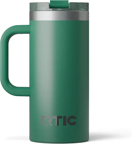 Miniatura 24 de RTIC - Taza de viaje para viajes de 16oz con tapa y asa, forrada en cerámica, aislada, de acero inoxidable, metálica, de doble pared con aislamiento