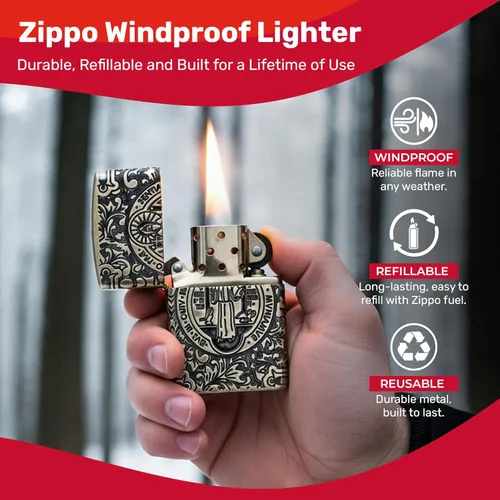 Miniatura 2 de Zippo - Encendedor de bolsillo cruzado Armadura San Benito Latón
