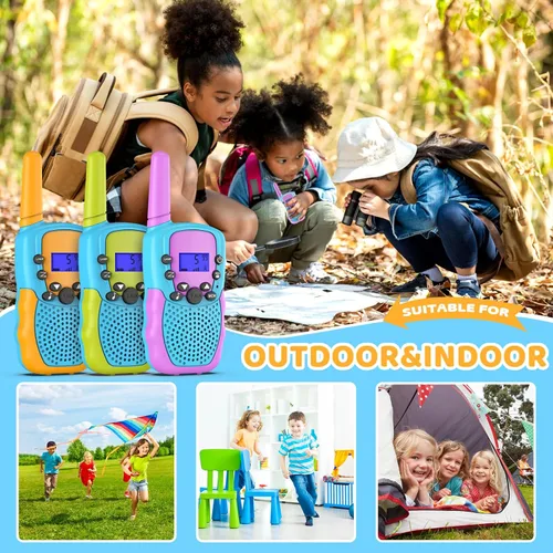 Miniatura 5 de Juguetes para niños o niñas de 4 a 12 años, paquete de 3 Walkie Talkies para exteriores y interiores, rango de 1.9 mi, 22 canales, radio de 2 vías
