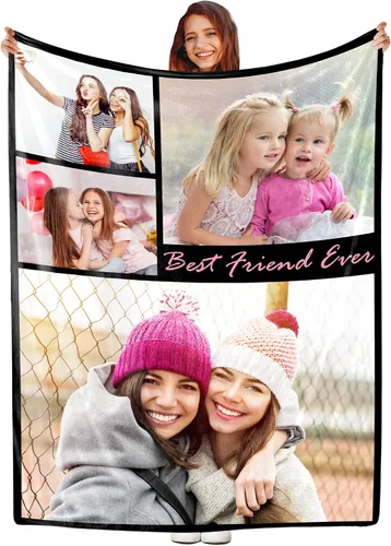 Miniatura 16 de Manta personalizada con foto, manta de collage personalizada con tu propia imagen, fabricada en Estados Unidos, regalo para ella, él, mujeres