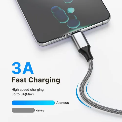 Miniatura 2 de Aioneus Cable USB C 3A de carga rápida [2 unidades, 6 pies] USB A a tipo C cable de carga para Samsung Galaxy S22 S21 A01 A02s A03s A11 A12 A13 A14