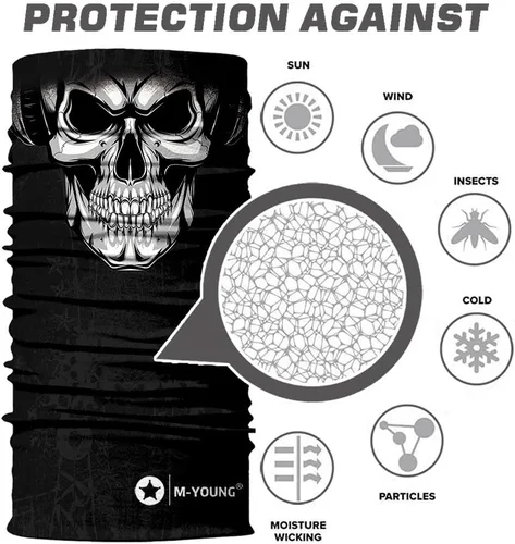 Miniatura 2 de Máscara de calavera, pañuelo para el cuello, gorro, bufanda mágica, diadema para protección de polvo, sol y viento