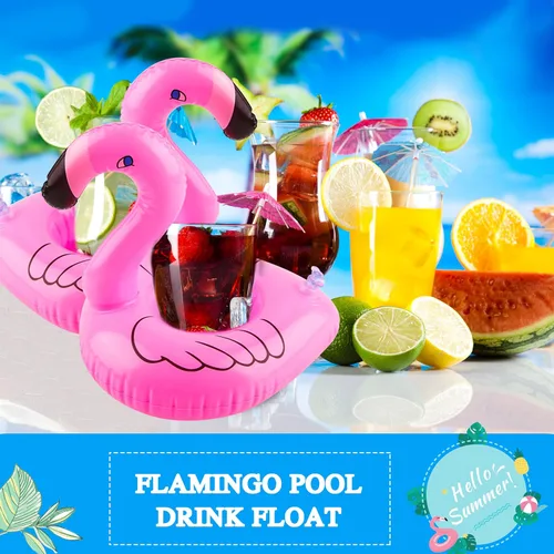 Miniatura 5 de Paquete de 200 soportes inflables para bebidas de flamenco, flotadores de bebidas de flamenco rosa, posavasos flotantes para bañera de hidromasaje