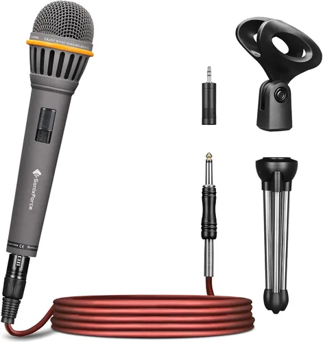 Miniatura 13 de Micrófono Dinámico - Micrófono Vocal Profesional para Cantar - Micrófono de Mano con Cable con Cable de Audio XLR de 16 ft a 1/4" - Micrófono