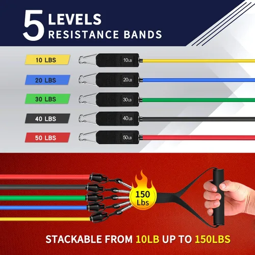 Miniatura 4 de WHATAFIT Bandas de resistencia, bandas de ejercicio, bandas de resistencia para entrenamiento, bandas de entrenamiento con asas para hombres