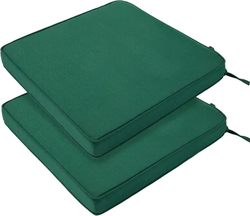 Miniatura 13 de Juego de 2 cojines para sillas de exterior, 18 x 18 pulgadas, resistentes al agua, con lazos, cojín de asiento cuadrado de 18 x 18 x 2.5 pulgadas