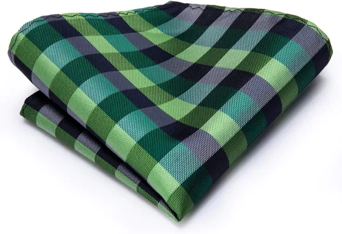 Miniatura 223 de Hi-Tie Corbata clásica de cachemira para hombre con pañuelo y gemelos a cuadros