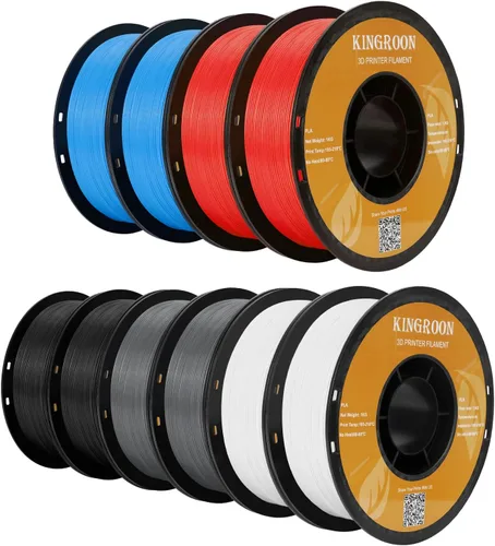 Miniatura 33 de Filamento para impresora 3D Kingroon PLA, 10 carretes, precisión dimensional +/- 0.02 mm, carrete de 10 kg (22 libras), 1.75 mm, negro
