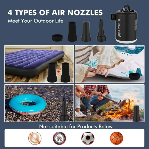 Miniatura 6 de AKSOUL Portable Air Pump for Inflatables: Electric Pumps for Air Mattress Air Bed Pool Floats Raft (Basic & Tiny & Upgraded)
