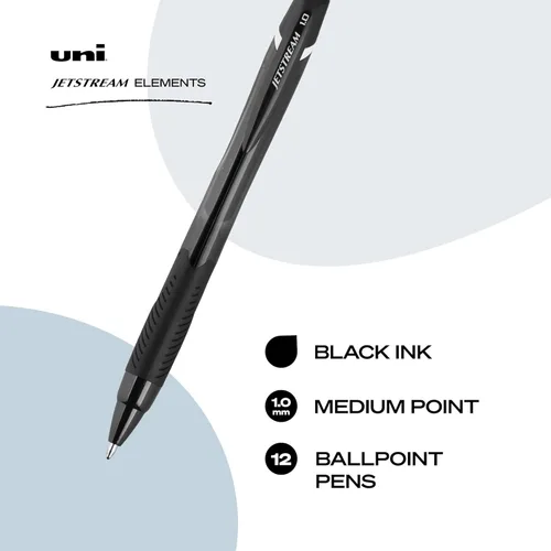 Miniatura 2 de Uniball Jetstream Elements - Bolígrafos de punta media (0.039 pulgadas), negro, paquete de 12