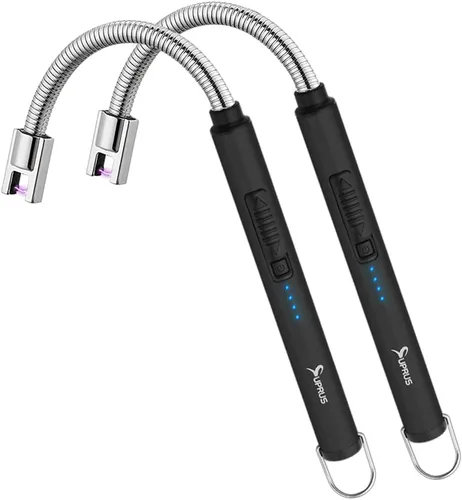 Miniatura 9 de Encendedor de vela eléctrico SUPRUS USB tipo C recargable con carcasa de acero y gancho colgante con cuello flexible de 360° (Verde)