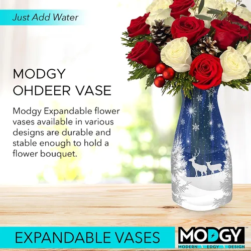 Miniatura 2 de MODGY Florero expandible, plástico decorativo moderno plegable impreso jarrones para centros de mesa para bodas, mesa de comedor, decoración