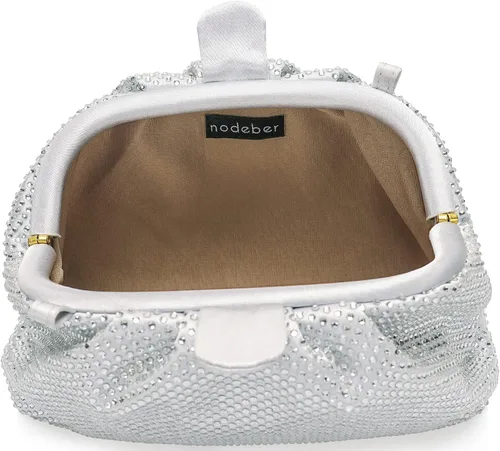 Miniatura 6 de nodeber Bolso de mano con marco de cristal con diamantes de imitación, bolso de embrague plisado para mujer
