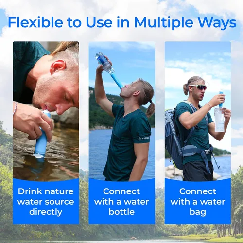 Miniatura 7 de Waterdrop Filtro de agua con popote, sistema de filtración de agua para campamento, purificador de agua potable de supervivencia al aire libre