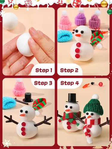 Miniatura 5 de Cosweet Paquete de 6 Kits de Manualidades Navideñas de Muñeco de Nieve para Niños - Kit de Construcción de Muñeco de Nieve con Arcilla de Secado