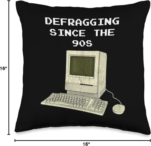 Miniatura 4 de 90s Nostalgia Apparel 90s Nostalgia Defragging - Almohada retro para computadora, 16 x 16 pulgadas, multicolor