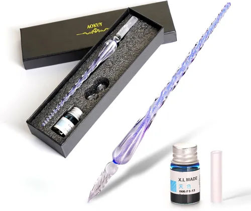 Juego de bolígrafos de inmersión de vidrio, bolígrafo de caligrafía, bolígrafo de firma de cristal para arte, escritura, firmas, decoración y regalo