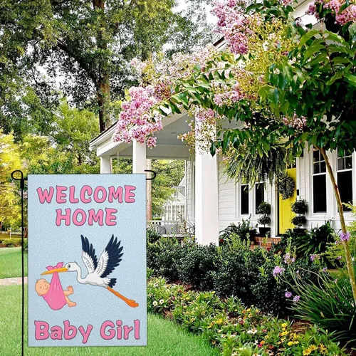 Miniatura 3 de Banderas de jardín para bebé niña de 12 x 18 pulgadas de doble cara con texto en inglés "It's a Girl", letrero de jardín para baby shower, bandera