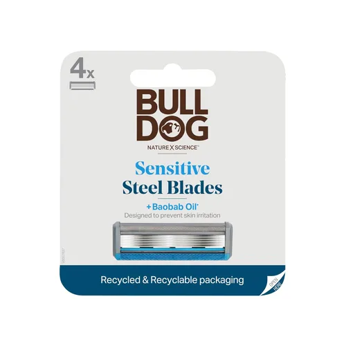 Bulldog Recambios de cuchillas de afeitar para hombre para el cuidado de la piel y el aseo de la piel sensible, 4 unidades