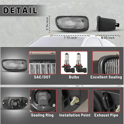 Miniatura 3 de Luces antiniebla aptas para Jeep Grand Cherokee 1999 2000 2001 2002 2003 con bombillas halógenas 1 par
