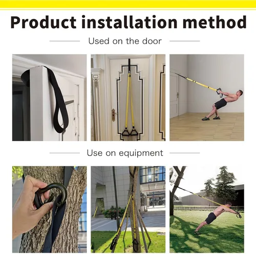 Miniatura 5 de Correas de entrenamiento de resistencia de peso corporal, kit completo de entrenamiento de gimnasio en casa para entrenamiento de cuerpo completo