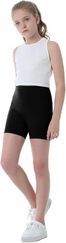 kowlion Pantalones cortos de yoga para niñas con bolsillo, UPF 50+, de secado rápido, leggings de boleibol, motociclista, elastano, atlético, para