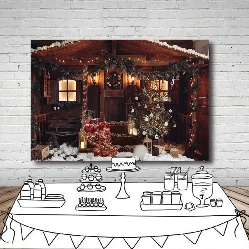 Miniatura 4 de MEHOFOND Telón de fondo de Navidad para fotografía, retrato familiar de invierno, árbol de Navidad, fondo de nieve bokeh, pancarta de fotos vintage