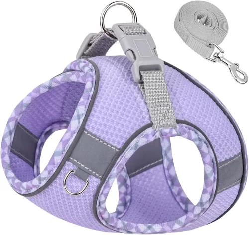 Miniatura 5 de Juego de arnés y correa para perro, arnés reflectante ajustable sin tirones para perros pequeños y medianos, arnés chaleco fácil de caminar, arnés