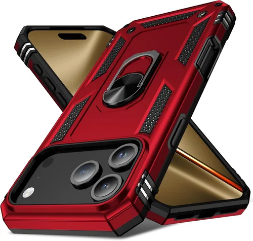 Miniatura 19 de 17 Pro - Funda de teléfono para hombre con anillo de soporte, armadura resistente de grado militar para iPhone 17 Pro, funda a prueba de golpes, Azul