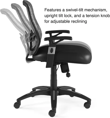 Miniatura 4 de STAPLES Silla de trabajo ergonómica, malla, negro, paquete de 2