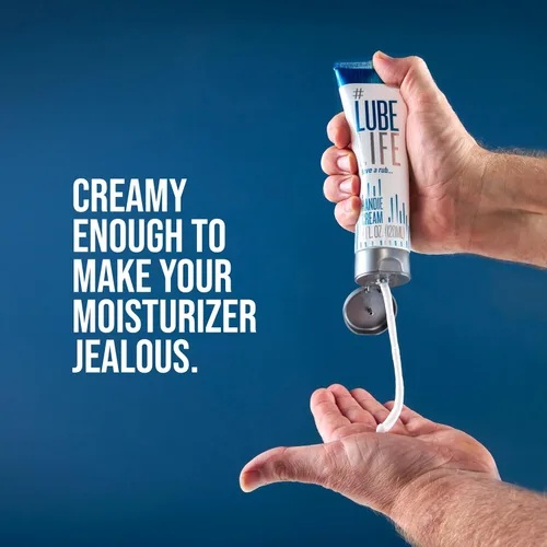Miniatura 6 de LubeLife Handie Cream, lubricante a base de agua para hombres y parejas, hecha con ingredientes naturales, textura cremosa, 4 onzas líquidas