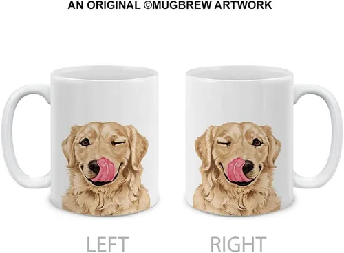 MUGBREW Cute Winking Golden Retriever - Taza de café de cerámica, 11 onzas Lindo Guiño Dorado Retriever