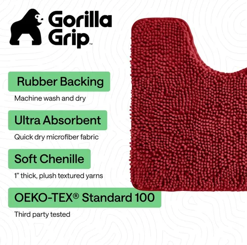 Miniatura 458 de Gorilla Grip - Tapete de baño de felpilla gruesa, suave y absorbente, secado rápido, de microfibra, con reverso de caucho, para piso de ducha, Nube