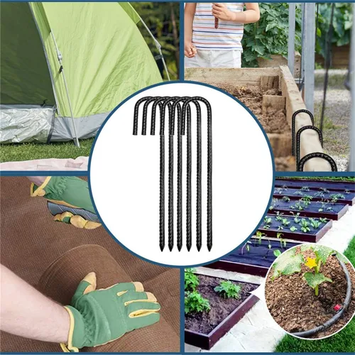 Miniatura 3 de Estacas de barra de refuerzo de suelo, anclajes de suelo, estacas de tienda de campaña con gancho en J para jardín, estacas de metal resistente