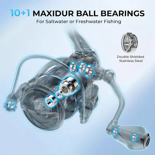 Miniatura 5 de KastKing MegaJaws Elite Spinning Fishing Reel - 6.2:1/5.2:1 Gear Ratio Fishing Reel, 39.5Lbs Max Drag, Ultra Lightweight & Powerful, 10+1 Stainless