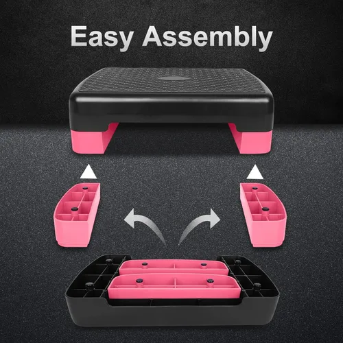 Miniatura 3 de Height-Adjustable 4"-6" Step Aerobics Platform Fitness Equipment Stepper Trainer Exercise Step Platform with 2 Riser