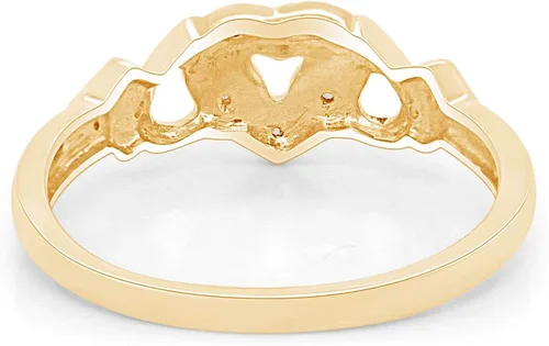 Miniatura 4 de Jewel Zone US - Anillo de compromiso con triple corazón de diamante natural blanco en oro de 14 quilates sobre plata de ley (0,03 quilates)
