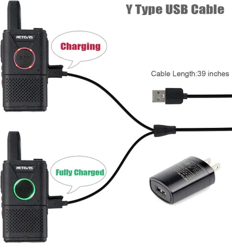 Miniatura 9 de Retevis Walkie Talkies recargables RT18, radios portátiles FRS bidireccionales, PTT dual, VOX, clip de metal, pequeño mini walkie-talkie