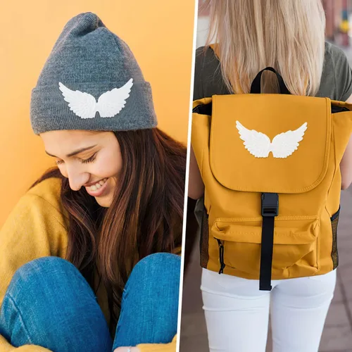 Miniatura 3 de Healeved 12 piezas de mini alas de ángel adornos de bricolaje alas decorativas para mochilas, accesorios de ropa, alas pequeñas creativas para Blanco