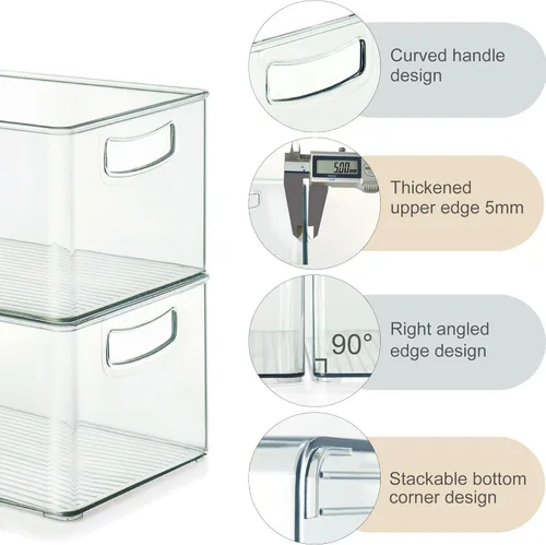 Miniatura 3 de Heyuzb Paquete de 8 cubos organizadores de plástico y 20 bolsas para congelador, organizadores de despensa multiusos y contenedores