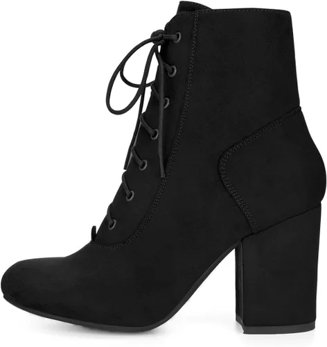 Miniatura 7 de Allegra K Botines de tacón grueso con cordones para mujer