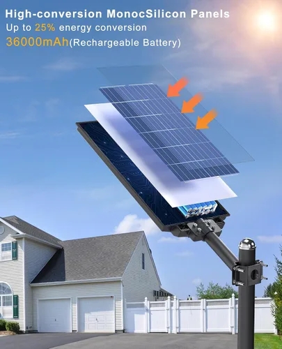 Miniatura 7 de JAYNLT Y-9800W Luces solares de calle para exteriores, luces de estacionamiento comerciales de 6500K del atardecer al amanecer, lámparas