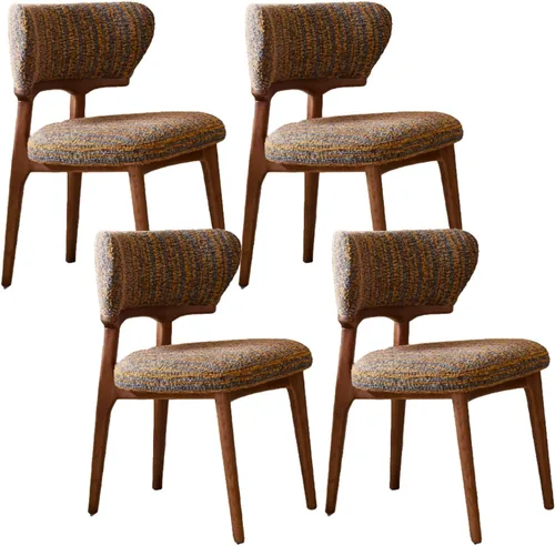 Miniatura 15 de Sillas de comedor retro, juego de sillas de comedor de madera, silla de cocina tapizada, silla de tocador de recepción, asiento sin brazos con Negro