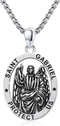 Miniatura 342 de Collar de plata de ley 925 con medalla de San Patrón, colgante de protección católica, amuleto, joyería religiosa para hombres y mujeres