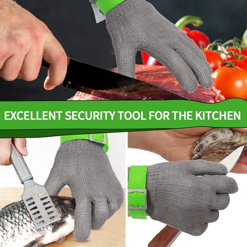 Miniatura 2 de Aillary Nivel 9 - Guante de cocina resistente a cortes, grado alimenticio, lavable a máquina, alambre de acero inoxidable, malla metálica, guante